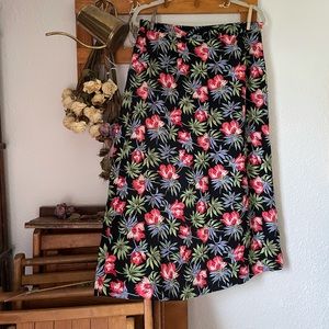 Tropical Flower Midi Skirt